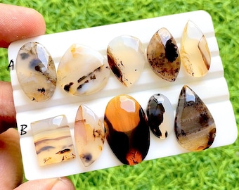 NEW Yellowstone River Montana Agate 5 Pieces Cabochon Lot For Jewelry Making, AAA+ Montana Agate Cabochon For Handmade Jewelry - 37745-37746