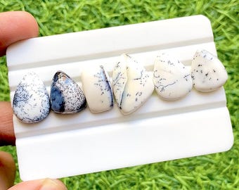 Dendritic Opal Cabochon Loose Gemstone 6 Pieces Lot | Size : 24-17 MM | AAA+ Natural Dendritic Opal For Handmade Jewelry - 33419