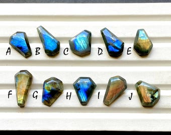 Labradorite Coffin Shape Cabochon Loose Gemstone For Jewelry Making, AAA+ Multi Labradorite For Handmade Jewelry and Wire Wrap - 28814-28923