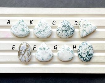 TREE MOSS Agate Cabochon Loose Gemstone For Jewelry Making, AAA+ Natural Tree Moss Agate Cabochon For Wire Wrap - 31680-31687