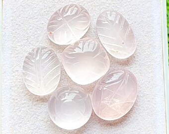 Rose Quartz Hand Carved Cabochon Loose Gemstone For Jewelry Making | Size : 18-11 MM | AAA+ Natural Rose Quartz For Wire Wrap - 24989