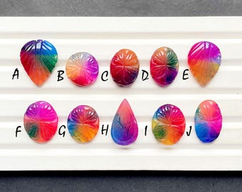 Solar Quartz Hand Carved Cabochon Loose Gemstone For Jewelry Making, AAA+ Solar Quartz Carving Cabochon For Wire Wrap - 28613-28622