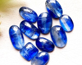 Bio Color Blue Kyanite Smooth Cabochon Loose Gemstone 10 Pieces Lot | Size : 13-9 MM | AAA+ Natural Bio Kyanite For Handmade Jewelry -16597