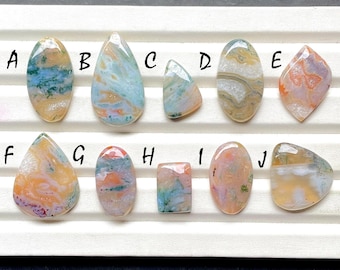 New Indonesian Moss Agate Cabochon Loose Gemstone For Jewelry Making, AAA+ Natural Moss Agate Cabochon For Handmade Jewelry - 31096-31105