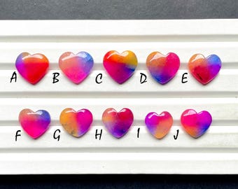 NEW Solar Quartz Heart Shape Cabochon Loose Gemstone For Jewelry Making, AAA+ Solar Quartz For Handmade Jewelry And Wire Wrap - 28772-28781