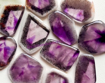 Excellent TRAPICHE AMETHYST SLICE Cabochon Wholesale Lot By Weight With Different Shapes And Sizes Used For Jewelry Making And Wire Wrapping