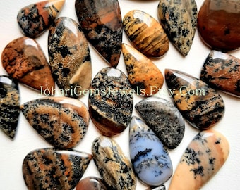 Honey Dendritic Opal Cabochon, Wholesale Lot Dendritic Cabochon By Weight With Different Shapes And Sizes Used For Jewelry Making