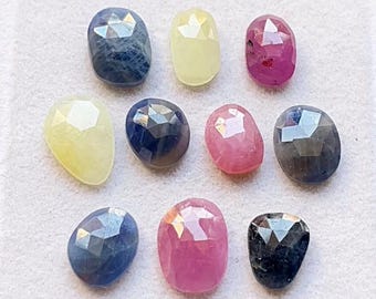 Natural Multi Sapphire Rose Cut Loose Gemstone 10 Pieces Lot | Size 10-13 MM | Natural Multi Sapphire Rose Cut For Handmade Jewelry - 5718