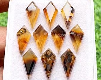 Montana Agate Kite Shape Step Cut With Flat Back Gemstone 10 Pcs Lot For Jewelry Making | Size : 10X20 MM | AAA+ Natural Montana Agate Kite
