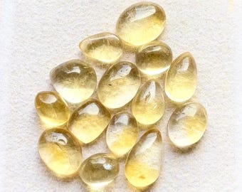 New Golden Citrine Small Cabochon Loose Gemstone 15 Pieces Lot For Jewelry Making | Size : 13-8 MM | AAA+ Natural Citrine Cabochon - 29973