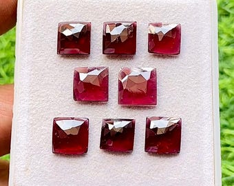 Garnet 10 MM Square Shape Rosecut With Flat Back 10 Pieces Gemstone Lot For Jewelry Making, AAA+ Natural Garnet Used For Handmade Jewelry