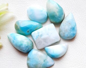 Selected LARIMAR Cabochon Loose Gemstone 8 Pieces Lot For Jewelry Making, Size : 21-13 MM, AAA+ Larimar Cabochon For Handmade Jewelry  17832