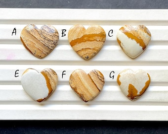 Picture Jasper Heart Shape Cabochon Loose Gemstone, AAA+ Natural Picture Jasper Heart Shape For Handmade Jewelry And Wire Wrap - 31771-31776