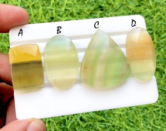 RARE MANGO Fluorite Cabochon Loose Gemstone For Handmade Jewelry, AAA+ Natural Mango Fluorite Cabochon For Wire Wrap - 35035-35038