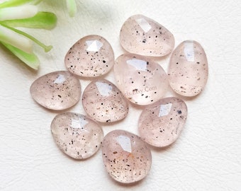 Lot de 8 pierres précieuses quartz lépidocrocite taillées en rose à dos plat | Taille : 10-16 MM | Quartz AAA+ lépidocrocite utilisé pour la fabrication de bijoux