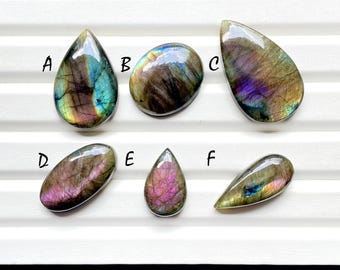 Natural Purple Labradorite Cabochon Loose Gemstone, AAA+ Natural Purple Labradorite Cabochon For Handmade Jewelry and Wire Wrap- 25732-25737