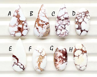 White Magnesite Wild Horse Jasper Cabochon Loose Gemstone, AAA+ Natural Wild Horse Gemstone For Handmade Jewelry And Wire Wrap - 25211-25218