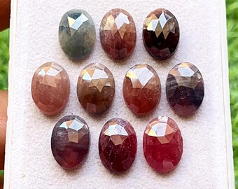 RARE Wonder Sapphire 10x14 MM Oval Shape Rose Cut Calibrated Loose Gemstone 10 Pcs Lot, Natural Sapphire Rose Cut For Jewelry Making 18623