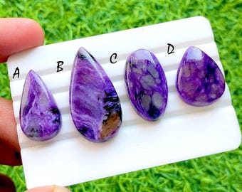 Royal Violet Charoite Loose Gemstone Cabochon For Wire Wrap, AAA+ Natural Swirl Pattern Purple Gemstone for Jewelry Makings - 35931-35934