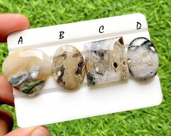 Tidal Bloom Ocean Jasper Cabochon Loose Gemstone For Jewelry Making, AAA+ Natural Ocean Jasper Gemstone For Wire Wrap - 35302-35305