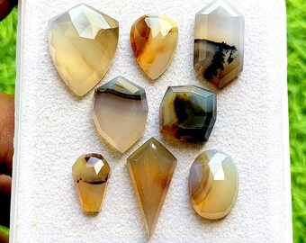 Montana Agate Fancy Cut Mix Shape With Flat Back Gemstone 8 Pieces Lot For Jewelry Making | Size : 20-12 MM | AAA+ Montana Agate Lot - 35541