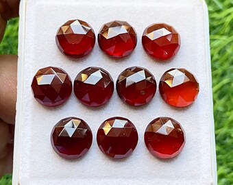 Hessonite Garnet 12 MM  Rose Cut Round With Flat Back 10 Pieces Lot, AAA+ Natural Hessonite Garnet Gemstone For Handmade Jewelry