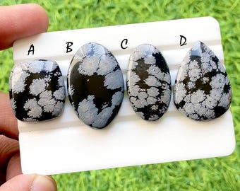 Midnight Snowfall Obsidian Cabochon Loose Gemstone For Jewelry Making, AAA+ Black & White Natural Stone For Wire Wrap - 35168-35171