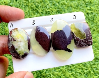 Lemon Glow Prehnite Cabochon For Wire Wrap, Natural Translucent Green Stones, Freeform Loose Gemstones For Jewelry Making - 37403-37406