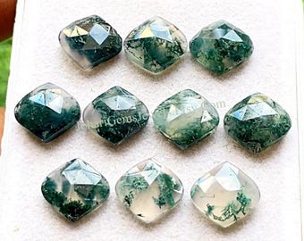 Moss Agate 12 MM Rose Cut Fancy Marquise Shape With Flat Back Gemstone 10 Pieces Lot, AAA+ Natural Moss Agate Used For Jewelry Making