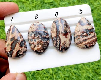 Desert Leopard Jasper Cabochon Loose Gemstone For Jewelry Making, AAA+ Natural Earth Pattern Gemstone For Wire Wrap - 25138-35141