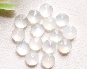 White Moonstone Rose Cut Round With Flat Back 15 Pieces Gemstone Lot | Size : 6 MM | Natural AAA+ Quality Gemstone Used For Jewelry Making