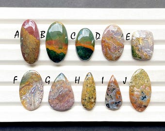 NEW Ocean Jasper Cabochon Loose Gemstone For Jewelry Making, AAA+ Natural Ocean Jasper Gemstone Cabochon For Wire Wrap - 27684-27693