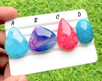 New Colorful Spiderweb Agate Cabochon Loose Gemstone For Jewelry Making, AAA+ Colorful Spiderweb Agate Gemstone For Wire Wrap - 35092-35095