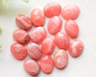 Rhodochrosite 6X8 MM Oval Shape Cabochon Calibrated Gemstone 15 Pieces Lot, AAA+ Rhodochrosite With Flat Back For Handmade Jewelry