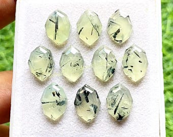 Prehnite With Rutile Fancy Cut Marquise Shape With Flat Back Gemstone 10 Pcs Lot | Size : 10X14 MM | AAA+ Prehnite Used For Jewelry Making