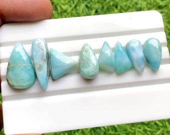 Selected LARIMAR Cabochon Loose Gemstone 8 Pieces Lot For Jewelry Making, Size : 25-15 MM, AAA+ Larimar Cabochon For Handmade Jewelry  30329