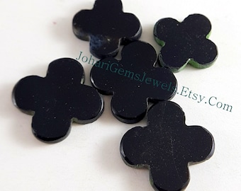 Natural Black Onyx Flower Shape Flat Gemstone, 10Pcs CALIBRATED 12mm Black Onyx For Jewelry Making, Ring, Pendant and Charms