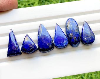 Lapis Lazuli Cabochon 6 Pieces Loose Gemstone Lot | Size : 21-14 MM | AAA+ Natural Lapis Lazuli Cabochon For Handmade Jewelry - 34392