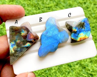 Aurora Flame Spectrolite Labradorite Fancy Cut Loose Cabochon, Intense Rainbow Flash Iridescent Gemstone For Jewelry Making - 37697-37699