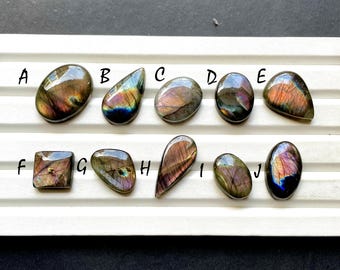 Natural Purple Labradorite Cabochon Loose Gemstone, AAA+ Natural Purple Labradorite Cabochon For Handmade Jewelry and Wire Wrap- 29104-29113