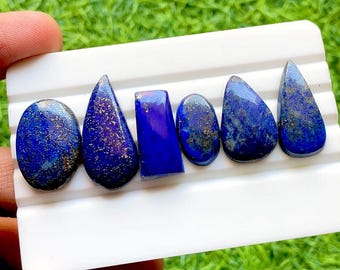 Lapis Lazuli Cabochon 6 Pieces Loose Gemstone Lot | Size : 29-18 MM | AAA+ Natural Lapis Lazuli Cabochon For Handmade Jewelry - 34385
