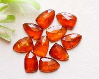 Orange Kyanite Rosecut Shield Gemstone 10 Pieces Lot | Size : 8x12 MM | AAA+ Natural Orange Kyanite With Flat Back For Handmade Jewelry