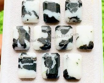 White Buffalo Turquoise 10x14 MM Fancy Cut Rectangle Shape With Flat Back Gemstone Cabochon 10 Pieces Lot For Handmade Jewelry