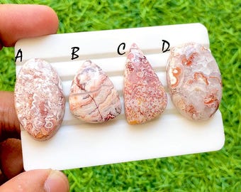 Blush Vein Rosetta Jasper Cabochon For Wire Wrap, AAA+ Natural Pink Line Stone Pear & Oval Cabochons for Jewelry Making - 36419-36422