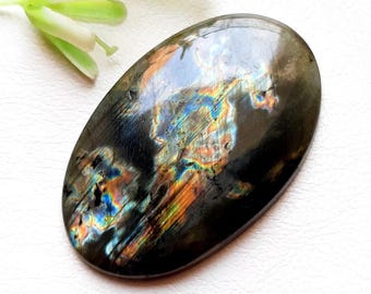Electric Big SPECTROLITE LABRADORITE Cabochon Loose Gemstone, AAA+ High Quality Multi Spectrolite Labradorite For Handmade Jewelry  - 7095