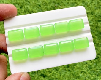 Acid Green Chalcedony 10x14 MM Faceted Emerald Cut Shape With Pointed Back Gemstone 10 Pieces Lot For Handmade Jewelry Making