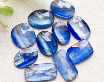 Selected Blue Kyanite 13-11 MM  Rosecut Gemstone 10 Pieces Lot, Natural Blue Kyanite Gemstone With Flat Back For Jewelry Making 9515