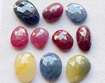 100% Natural Multi Sapphire Rose Cut Loose Gemstone 10 Pieces Lot | Size : 9-15 MM | Multi Sapphire Rose Cut For Handmade Jewelry - 5722