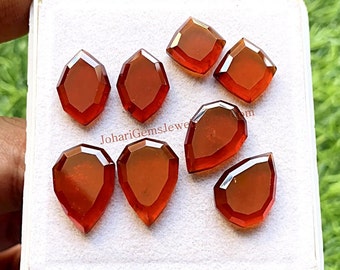 Hessonite Garnet Fancy Shape Pair With Flat Back Gemstone 4 Pairs Lot | Size : 10-16 MM | AAA+ Hessonite Garnet Used For Jewelry Making