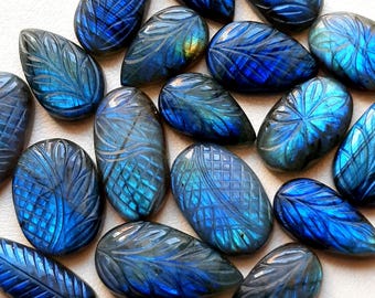 New Blue Labradorite Carving Cabochon Wholesale Lot By Weight With Different Shapes And Sizes Used For Jewelry Making